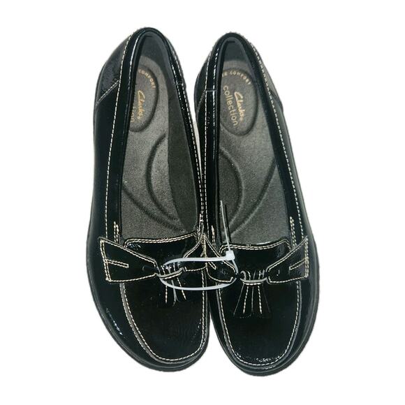 NWoB Collection by Clarks Ashland Bubble Leather Slip On Loafer Women 9.5 Black - Picture 1 of 9